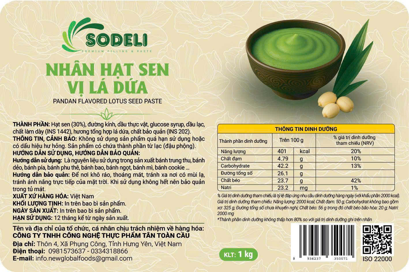 Nhân hạt sen vị lá dứa Nhân hạt sen vị lá dứa