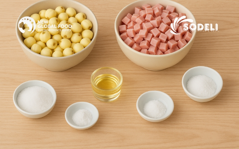 Chuẩn bị nguyên liệu làm nhân bánh sen jambon Chuẩn bị nguyên liệu làm nhân bánh sen jambon