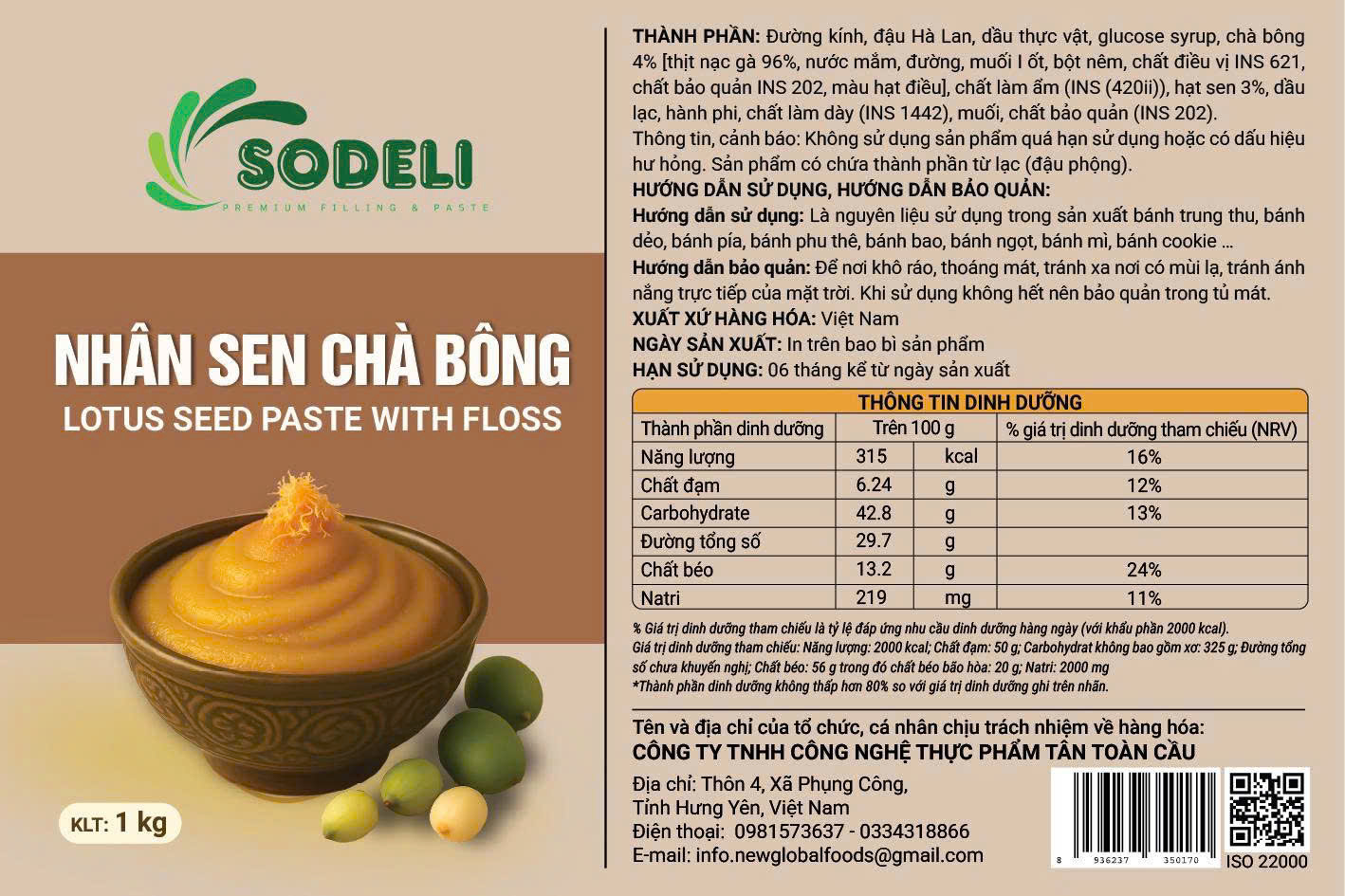 Thông tin sản phẩm Nhân bánh trung thu sen chà bông Thông tin sản phẩm Nhân bánh trung thu sen chà bông