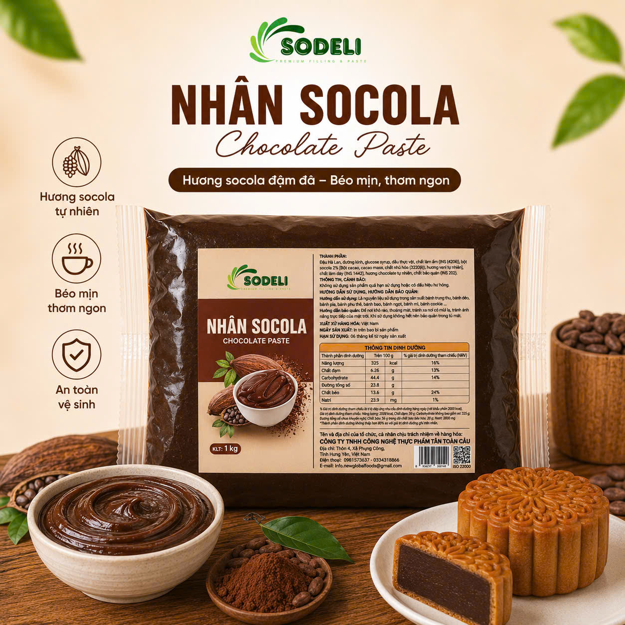 Nhân bánh trung thu Socola sodeli Nhân bánh trung thu Socola sodeli