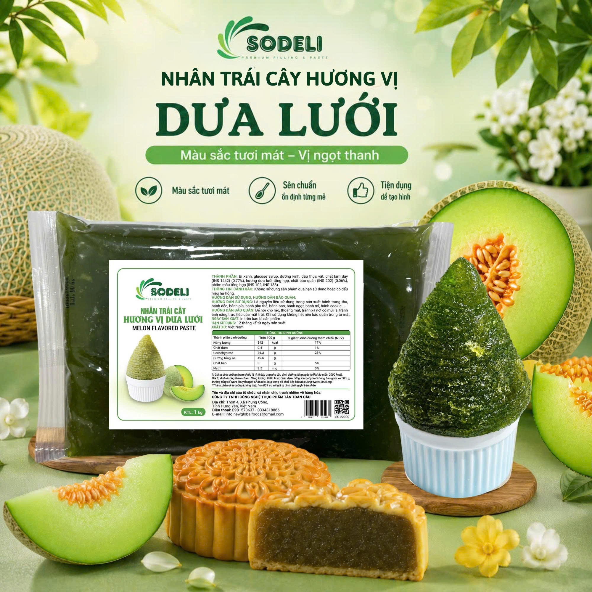 Nhân bánh trung thu trái cây hương vị dưa lưới Nhân bánh trung thu trái cây hương vị dưa lưới
