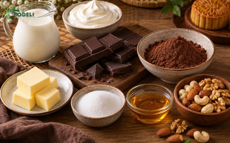 Nguyên liệu làm nhân socola bánh trung thu chuẩn vị Nguyên liệu làm nhân socola bánh trung thu chuẩn vị
