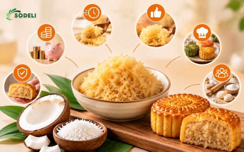 Lợi ích khi sử dụng nhân dừa sên sẵn Lợi ích khi sử dụng nhân dừa sên sẵn
