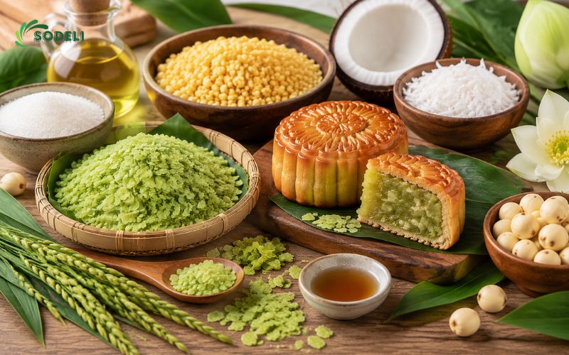 Nguyên liệu làm nhân cốm bánh trung thu chuẩn vị Nguyên liệu làm nhân cốm bánh trung thu chuẩn vị