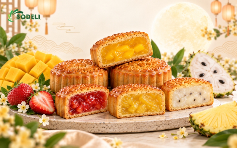Nhân bánh trung thu trái cây và hạt sen 2